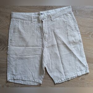 Old Navy Men's Ultimate Slim Linen Tan Flat Front Bermuda Shorts
